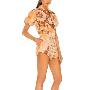SWF Linen‎ Puff Sleeve Tie Dye Romper Sz XS